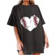 thumbnail image 1 of Tops de manga corta con hombros caídos informales de verano para mujer, camisetas divertidas con cuello redondo y estampado de béisbol OAVQHLG3B Store  lin121212, 1 of 5