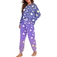 thumbnail image 2 of SCRAWLGOD Galaxy Star Pajama Set for Women Long Sleeve Tops and Pants for Women Travel Size XL Drawstring Fall Pj Set Women Elastic 2 Piece Lounge Women, 2 of 7