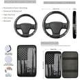 thumbnail image 3 of Yuyamidu Black American Flag Car Seat Cover Set of 13 Patriotic Steering Wheel Cover Seat Belt Covers Center Console Pad Lip Balm Holder Keychain Coasters for Truck Van SUV Sedan, 4th of July, 3 of 6
