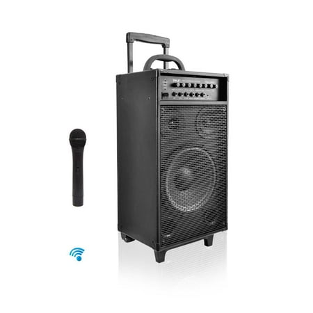 Pyle PWMA1080IBT - Wireless Portable Bluetooth PA Speaker System, Built-in Rechargeable Battery, Wireless Microphone, iPod Dock, 800 (Best Portable Pa System)