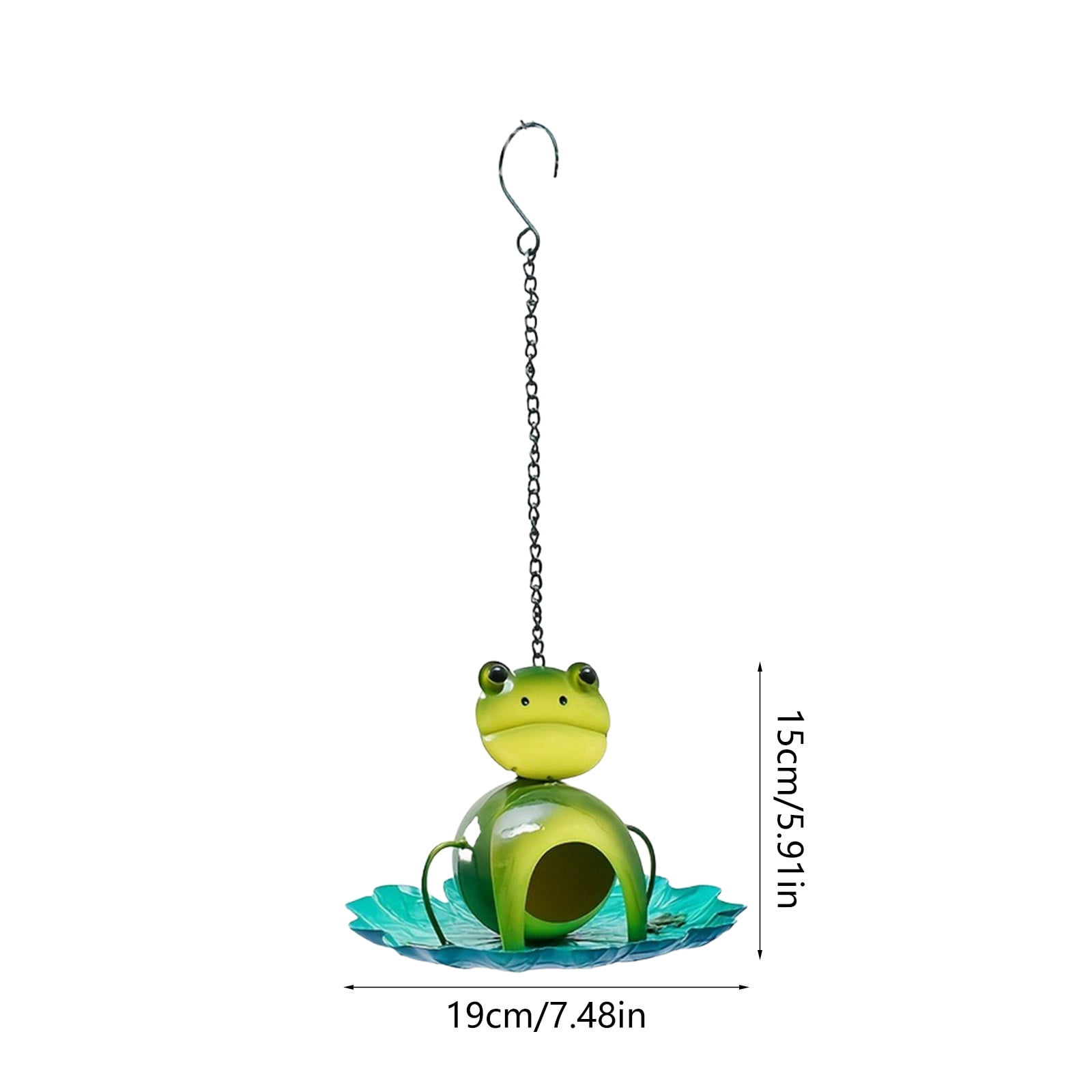 DAMAI Frog Shape Hanging Bird Feeder, Metal Outdoor Garden Bird Feeder Garden Decor, Hummingbird Feeder Decorative with Tray, for Yard Art Ornament Bird Feeder, Green Stand Station