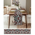 thumbnail image 3 of Table Runner Dresser Scarves 120 Inch Long, Modern Abstract Splicing Circle Art Linen Dining Table Runners Red Grey White Tabletop Scarf for Wedding Holiday Party Kitchen, 3 of 7