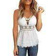thumbnail image 2 of Dyfzdhu Tank Tops For Women Hollow Out Open Back Halter Tie Camisole Tops Vest T Shirts White S, 2 of 5