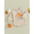 thumbnail image 3 of Wassery Baby Girls Halloween Outfit Newborn Girls Rompers Letter Pumpkin Print Long Sleeve Bodysuit 3 6 12 18 Months Infant Halloween Clothes Costume 0-18M, 3 of 8