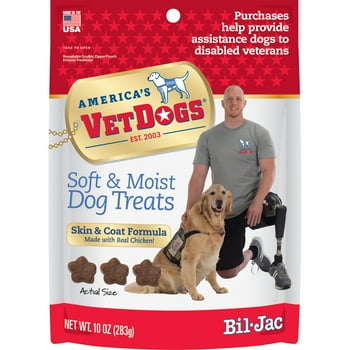 Bil-Jac VetDogs Veteran's K-9 Corps Soft & Moist Dog Treats, 10 oz, Skin and Coat Formula