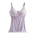 thumbnail image 2 of Pxiakgy Women's Shelf Bra Camisole Tops Adjustable Cami Tank Cotton Undershirts,Tank Tops with Built In Bras Y2K V Neck Sleeveless Cute Summer Cami Tops Womens Tank Tops Summer Purple M, 2 of 3