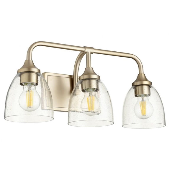 Kirkby Oaks 3 Light Vanity Light in Bailey Street Home Home Collection Style 19.25 inches Wide By 8.5 inches High-Aged Brass Finish-Clear Glass Color