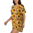 thumbnail image 2 of Balery Colorful Bohemian Sunflower Pattern Womens Pajama Sets 2 Piece Soft Short Sleeve Top and Shorts Sleepwear Round Neck Pjs Lounge Set with Pockets-4X-Large, 2 of 7
