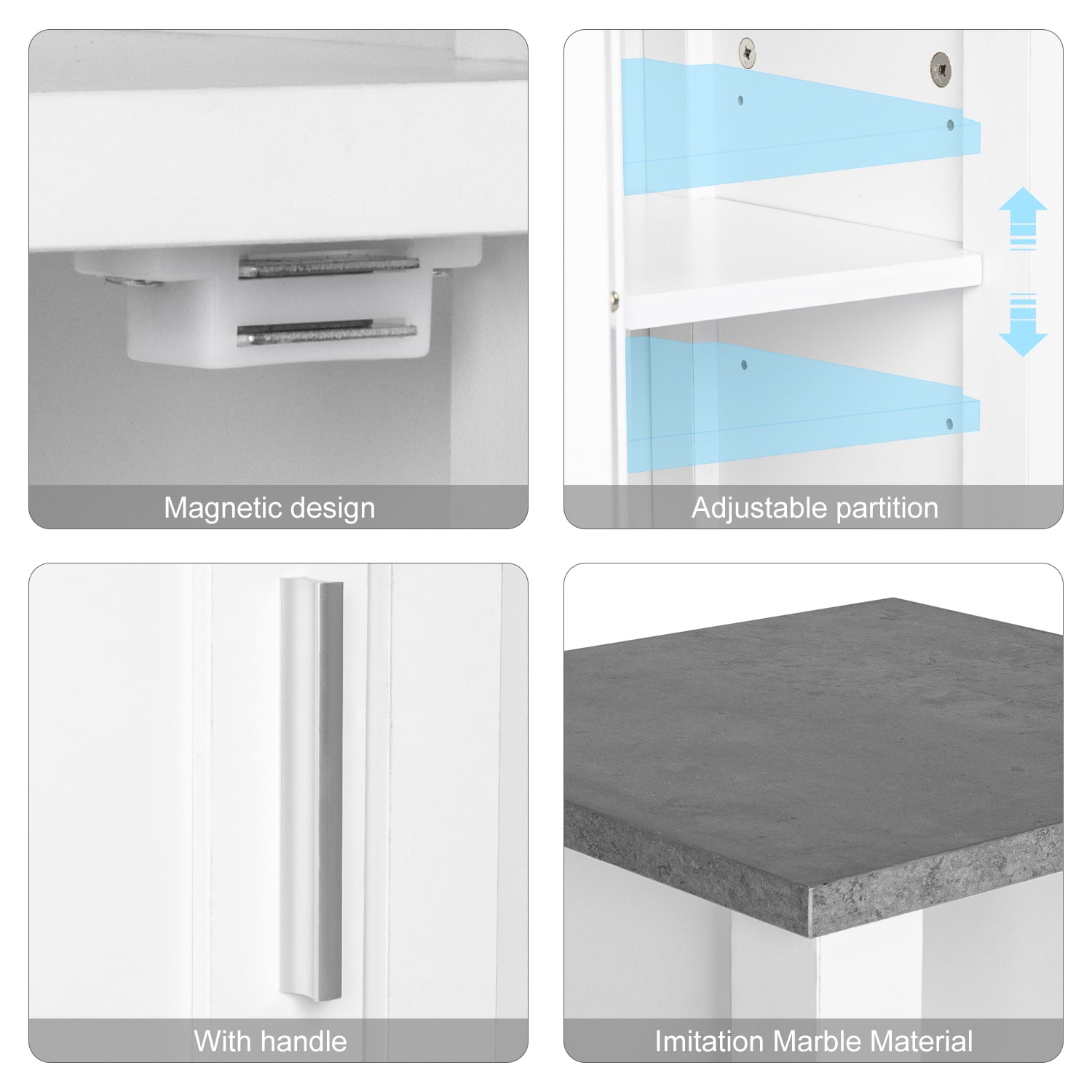 Kadyn Bathroom Single Door Floor Free-standing Storage Cabinet, Morden Bathroom Furniture Home Decor Cupboard, High Narrow Floor Tower Cabinet for Home, White