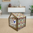 thumbnail image 3 of Birds Pet House, Futuristic Design of Contrast Colored Toucan Cockatoo Parrot Flamingo and Pelican, Outdoor & Indoor Portable Dog Kennel with Pillow and Cover, 5 Sizes, Multicolor, by Ambesonne, 3 of 5