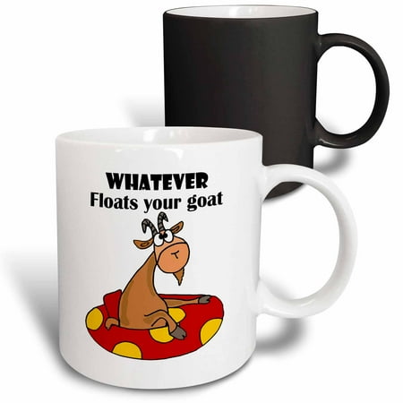 

3dRose Funny Goat in Innertube says Whatever Floats your Goat Magic Transforming Mug 11oz