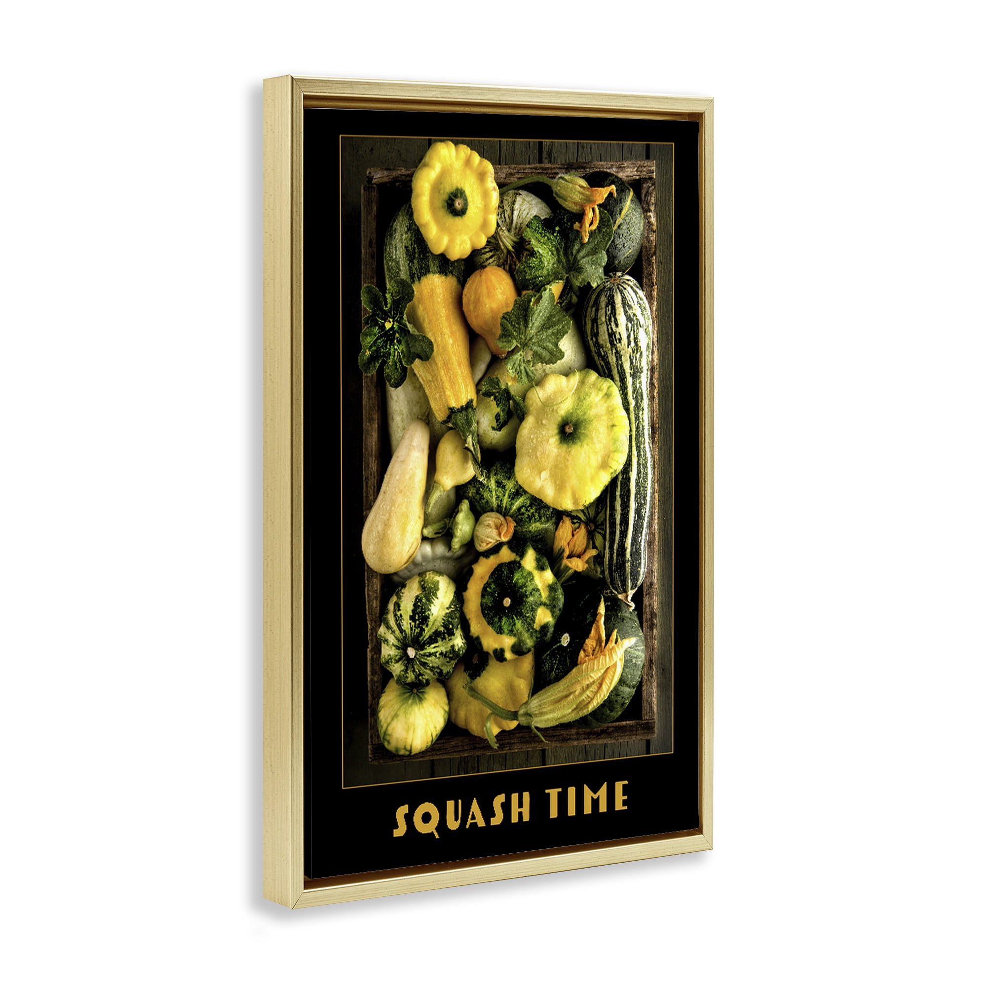 Stupell Industries Squash Time Vibrant Vegetables Gold Framed Floater Canvas Wall Art, design by Carl Kravats