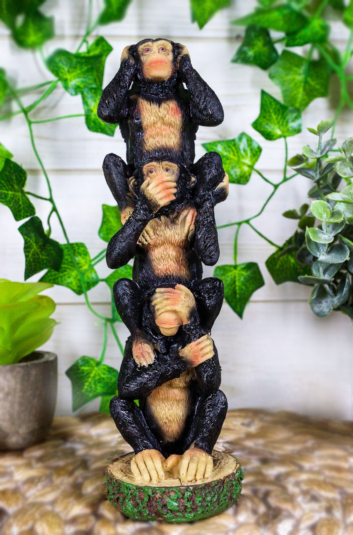 Ebros Stacked See Hear Speak No Evil Monkeys Three Wise Apes Of The Jungle Figurine 8'