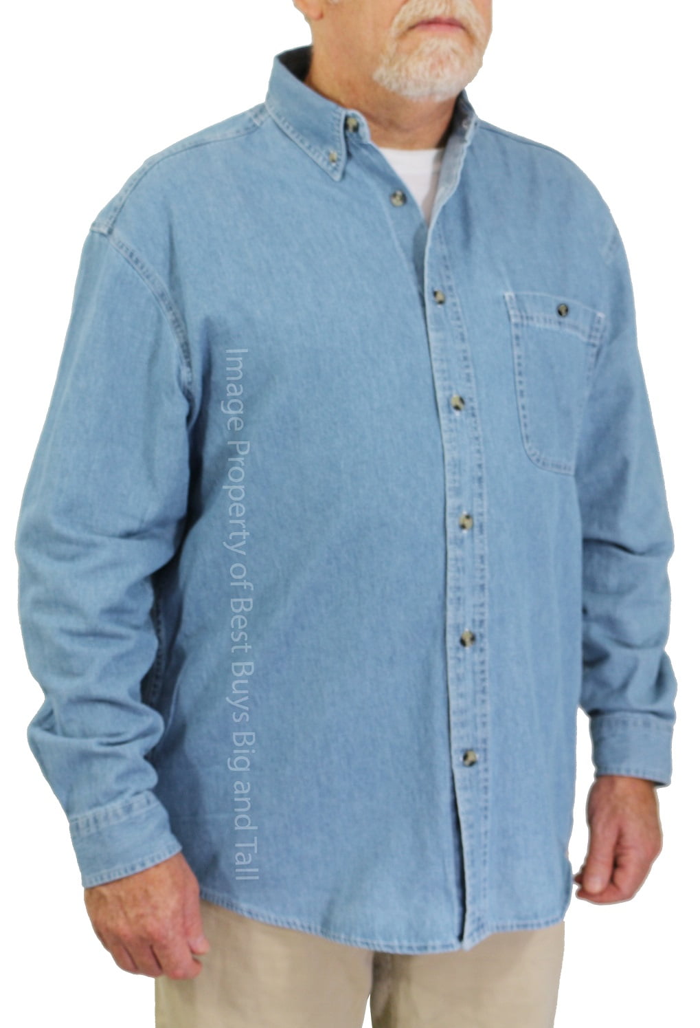 Tall Men's Long Sleeve Denim Shirt 3XL 