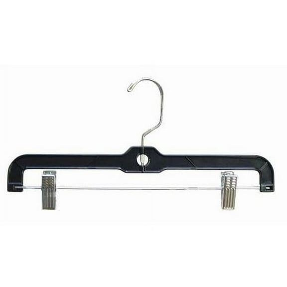 Only Hangers Black Plastic Pant/Skirt Hanger w/ Clips Pack of 50