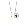 thumbnail image 2 of Delight Jewelry Goldtone Mini Star with Clear Crystal Silvertone Script Initial Disc - L - Charm Necklace, 20"+3", 2 of 4