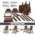 thumbnail image 5 of Tall Adirondack Chairs Set of 2，HDPE Outdoor Adirondack Barstools with Double Connecting Tray Patio Stools Weather Resistant for Outdoor Deck Lawn Pool Backyard, Brown, 5 of 8