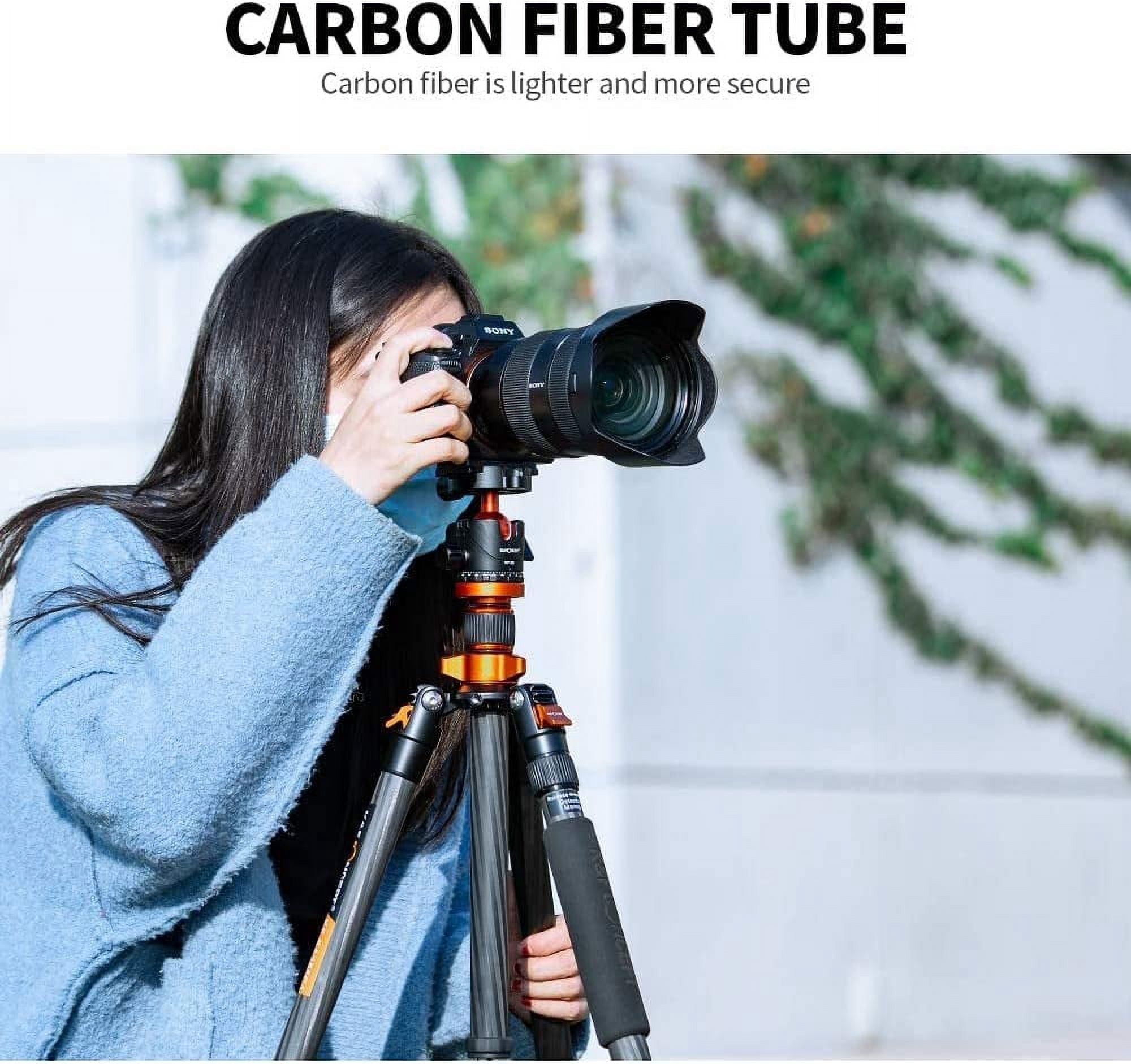 K&F CONCEPT 68" Carbon Fiber Camera Tripod,Compact Tripods with Metal Ball Head,Quick Release Plate,Detachable Monopod 10KG Load for DSLR Cellphone Tripods
