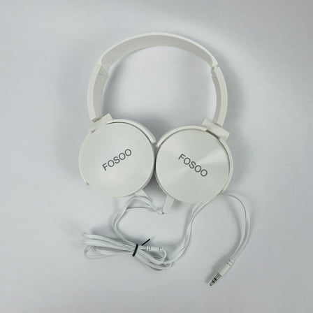 FOSOO 3.5mm Wired Headphones, Foldable Headphones, White