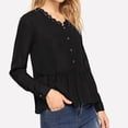thumbnail image 4 of Blusa de manga larga con cuello en V de color sólido cómoda de moda informal para mujer Pompotops  FGAJ22088, 4 of 6