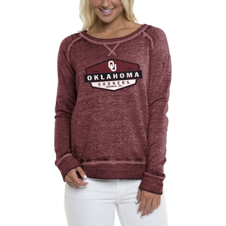 Oklahoma Sooners Mens Sweatshirts - Women's Heathered Crimson Oklahoma Sooners Retro Shield Pullover Sweatshirt