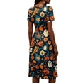 thumbnail image 5 of Womens Halloween Dress Pumpkin V Neck Ghost Funny Wedding Guest Dress Bat Short Sleeve Vintage Wrap Dresses 3XL, 5 of 5