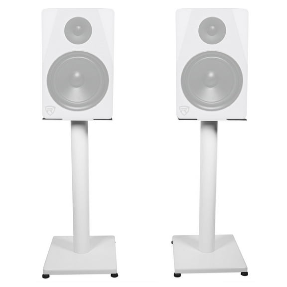 Pair Rockville RS21W 21 inch Steel Bookshelf Speaker/Studio Monitor Stands - White