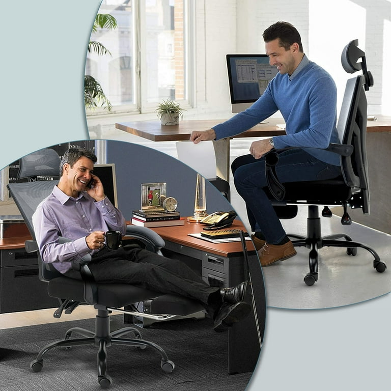 Reclining Office Chair with Foot Rest, Mesh Office Chair, Ergonomic Office  Chair with footrest, Computer Desk Chair with Lumbar Support Pillow, 280lb  Capacity 