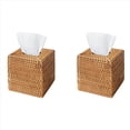 thumbnail image 1 of 2X para Caja de Pañuelos de Ratán, Soporte de Mimbre Cuadrado Tejido A Mano para Pañuelos Faciales, para Baño, Sala de Estar, Porta Pañuelos, 1 of 6