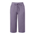 thumbnail image 3 of Bovemsi Capri Pants For Women Daily Elastic Waist Straight Solid Color Casual Pants Pockets 45720 Length Trousers Hiking Pants, 3 of 4