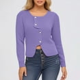 thumbnail image 2 of SGMVNU Cropped Cardigan Sweaters for Womens Button Up Long Sleeve Crewneck Fall Dressy Casual Knit Sweater Jackets(Purple, One Size), 2 of 4