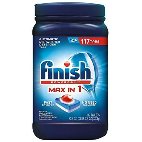 Finish Max in 1 Powerball, 117ct, Wrapper Free Dishwasher Detergent Tablets