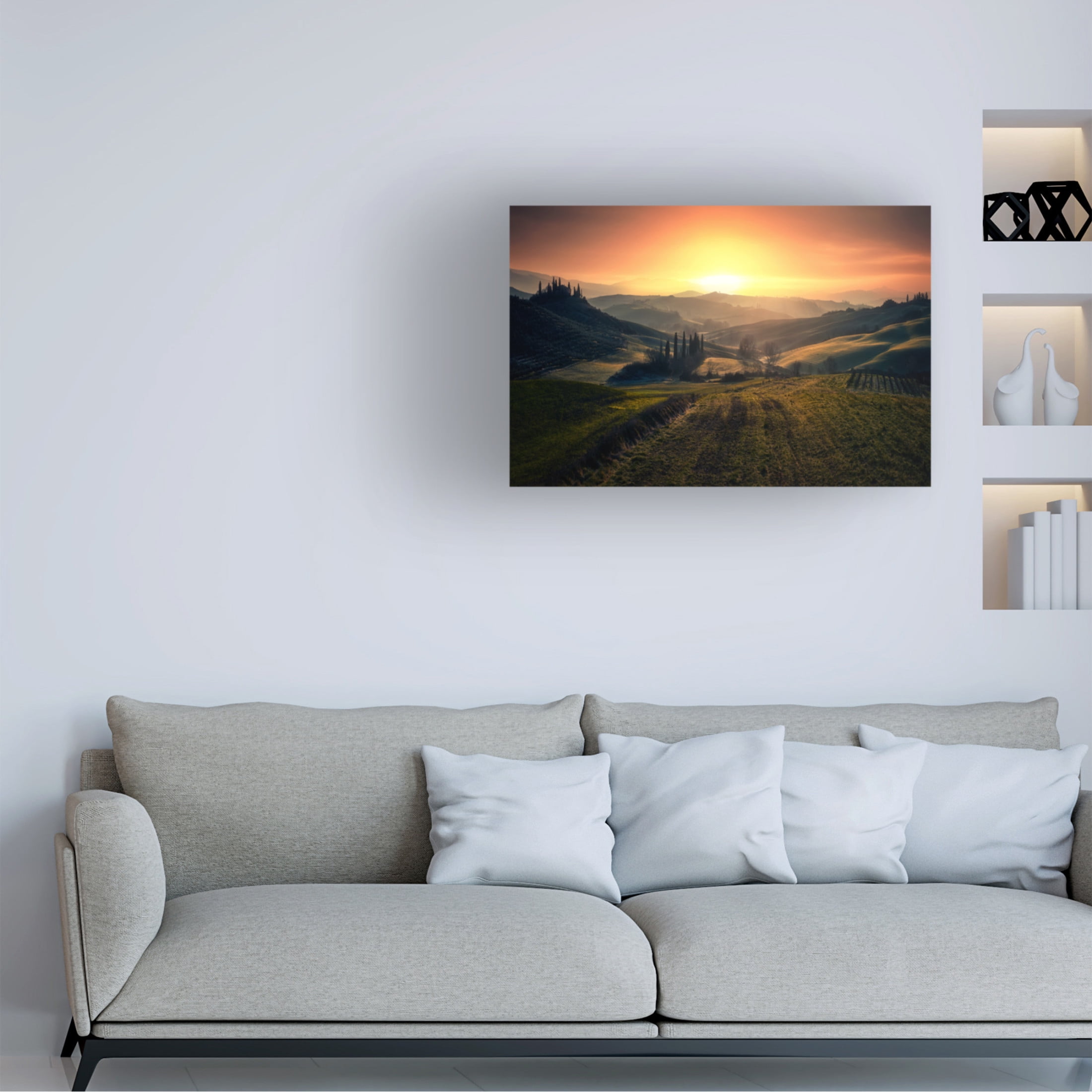 Canvas Wall Art - Fabrizio Massetti 'Val DOrcia In The Morning' Wall Art for Living Room, Bedroom, or Office Décor by Trademark Fine Art - 24 x 16 Inches