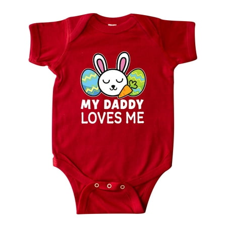 

Inktastic My Daddy Loves Me with Bunny and Easter Eggs Gift Baby Boy or Baby Girl Bodysuit