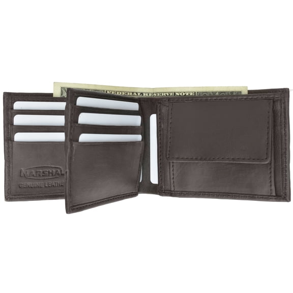Marshal Center Flap Genuine Lambskin Soft Leather ID card Credit Card Bifold Wallet
