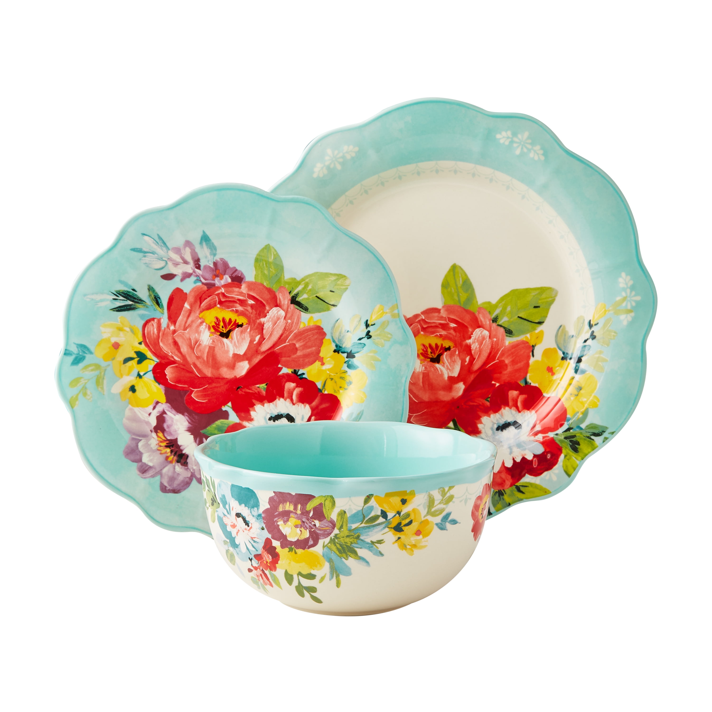 The Pioneer Woman Round Ceramic Cow Bake & Storage Nesting Bowls Set - Sweet Romance Blossoms - 6 Pieces