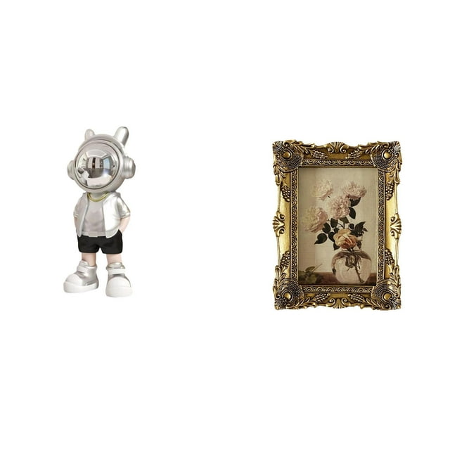 Figura de escritorio,Estante con estatua de astronauta para decoración de oficina y hogar,Figura decorativa de escritorio de resina para decoración del hogar,Marco de fotos,Marco de fotos