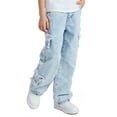 thumbnail image 4 of Happy Cherry Boy's Baggy Jeans Pants Kids Elastic Waist Denim Trousers Teen Pull On Cute Star Pants Casual Loose Streetwear with Pocket 10 Years, 4 of 7