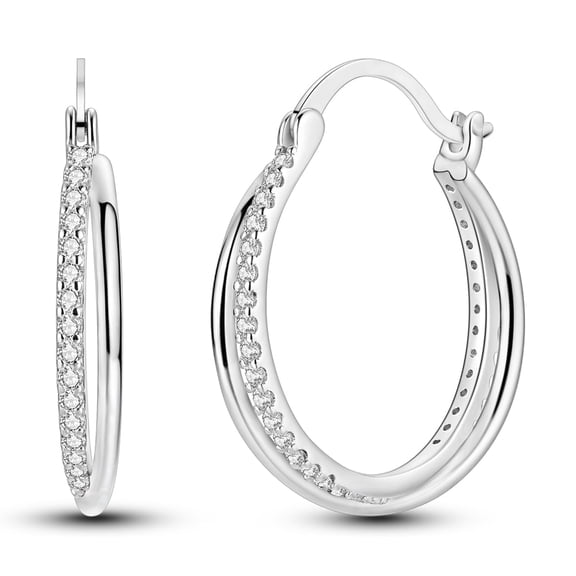 NARMO Original 925 Sterling Silver Hoop Earrings AAA CZ Double-ring Interlocking for Women Jewelry Gift