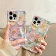 thumbnail image 2 of BINUFF Stylish Twisted-Edge Painted Flower Phone Case, Silicone Shockproof for iPhone 11/12/13/14/15 Pro Max, 2 of 17