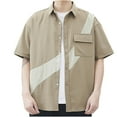 thumbnail image 1 of Camisas Hawaianas de los Hombres Que Contrastan Casual Suelto de Manga Corta Botón de la Camisa para las Vacaciones en la Playa, 1 of 3