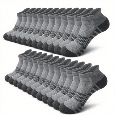 Loritta 12 Pairs Mens Socks Gray Running Ankle Socks Low Cut Cushioned Breathable Athletic Socks Men Ankle Socks Size 10-13