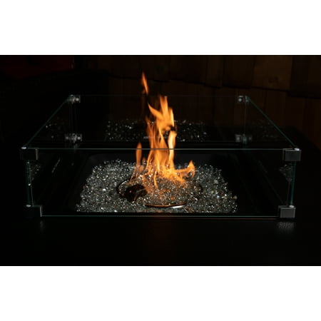 Fire Sense - Tempered Glass Wind Guard for Square LPG Fire Pits - Clear