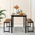 thumbnail image 5 of Costway 3pcs Dining Table Set Modern Studio Collection Table and 2 Bench Coffee, 5 of 11