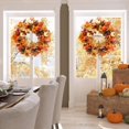 thumbnail image 2 of Corona de calabaza, exquisita decoración de interiores con girasoles y bayas, 50 cm, materiales duraderos, corona de otoño para puerta de entrada y ambiente cálido hogareño, 2 of 8