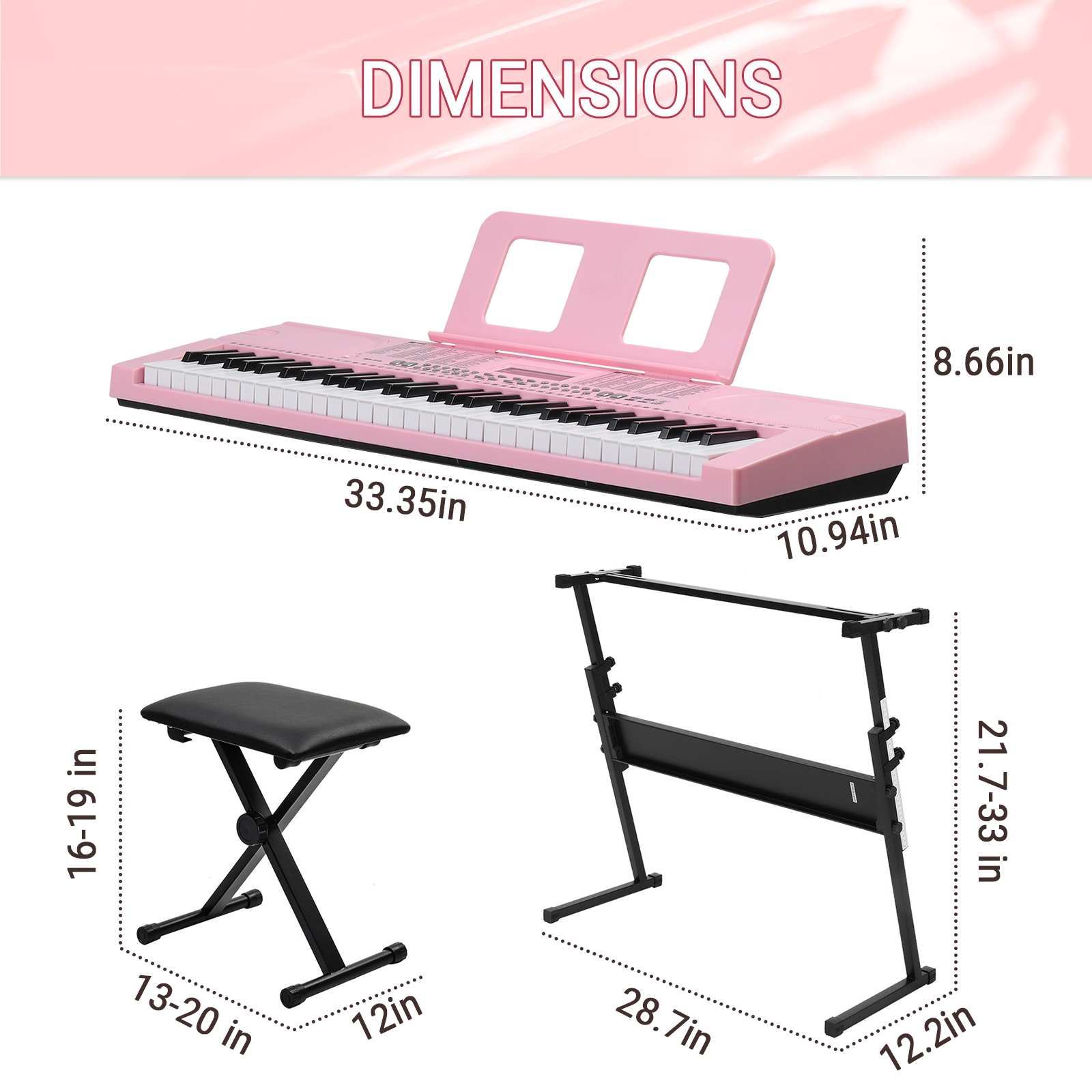 Ktaxon 61 Keys Keyboard Piano with Lighted Keys, Z-Stand, Piano