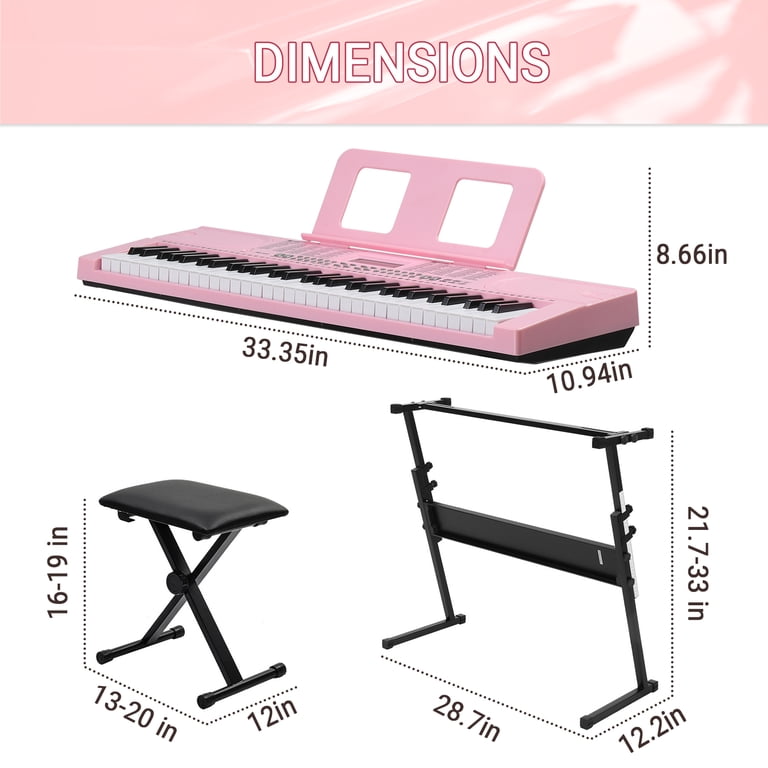Ktaxon 61 Keys Keyboard Piano with Lighted Keys, Z-Stand, Piano