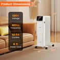 thumbnail image 3 of Costway 1500W Oil Filled Radiator Heater with Remote Control 3 Modes 24H Timer Indoor White, 3 of 10