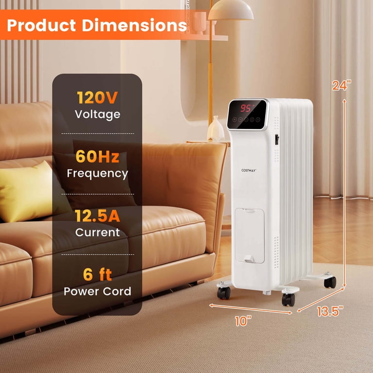Costway 1500W Oil Filled Radiator with Remote Control photo 3