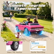 iYofe 24V 2 Seater Licensed 1970 Dodge Charger R/T Powered Ride-On Car with Remote Control & Safety Belt, Pink